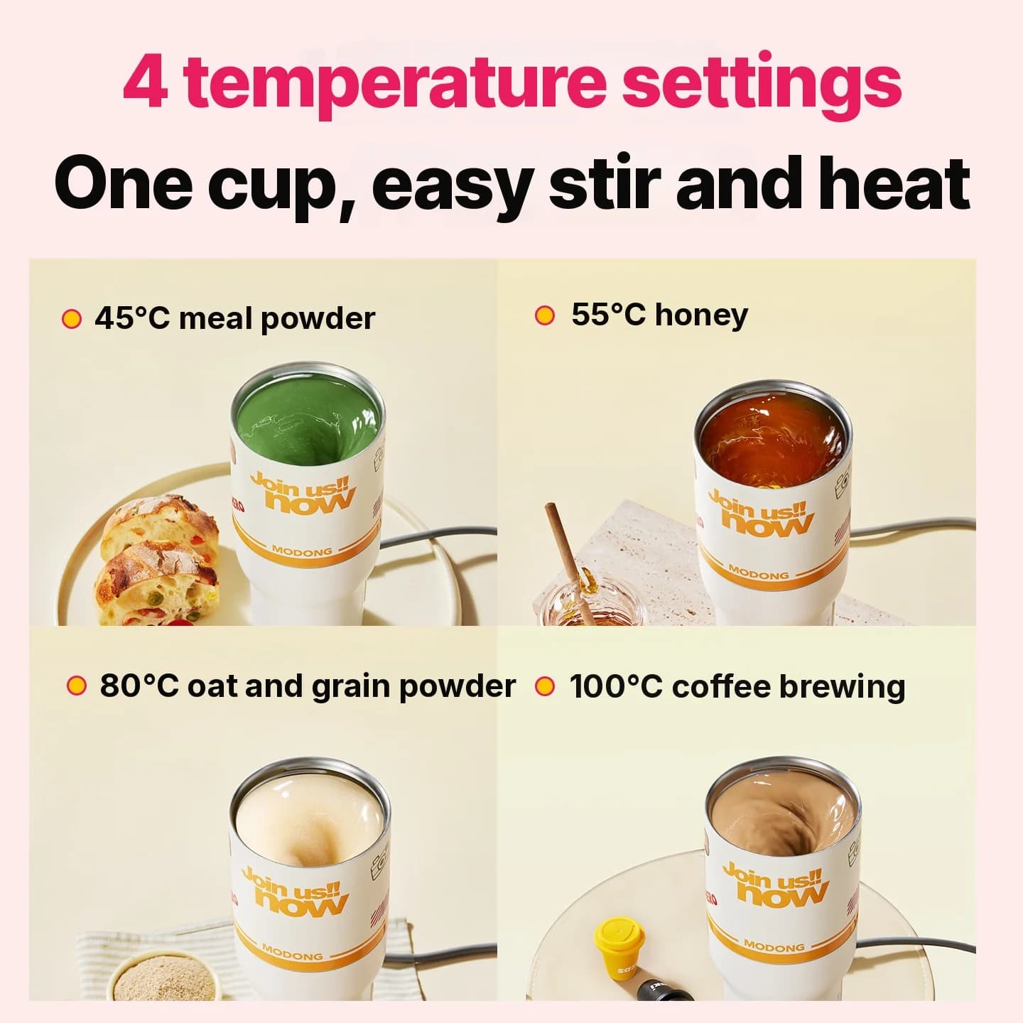 Taza Eléctrica Portátil con Calefacción y Batido, Acero 316, 220V 2500W