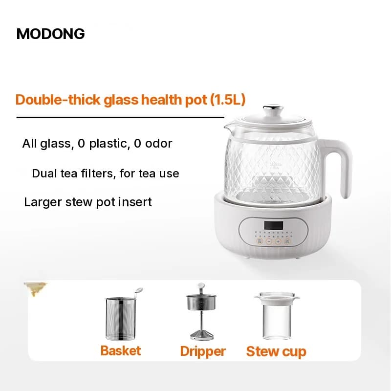 Olla eléctrica de vidrio con función termostática para té