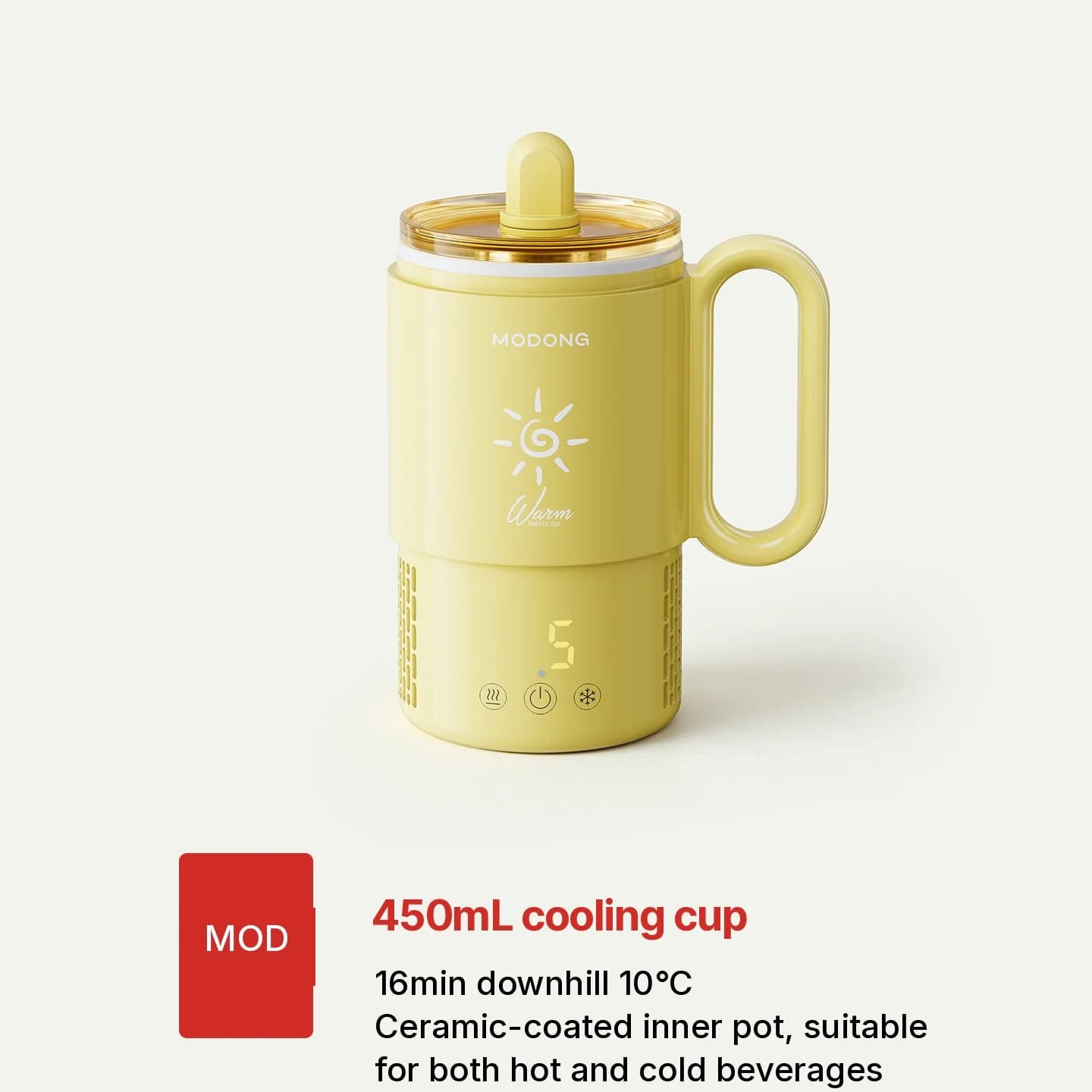 Vaso portátil de calentamiento y enfriamiento 450mL 36W control táctil
