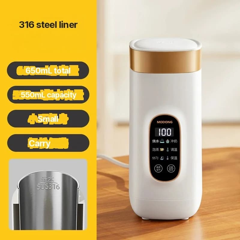 Taza calefactora eléctrica portátil 650ml con revestimiento 304 o 316