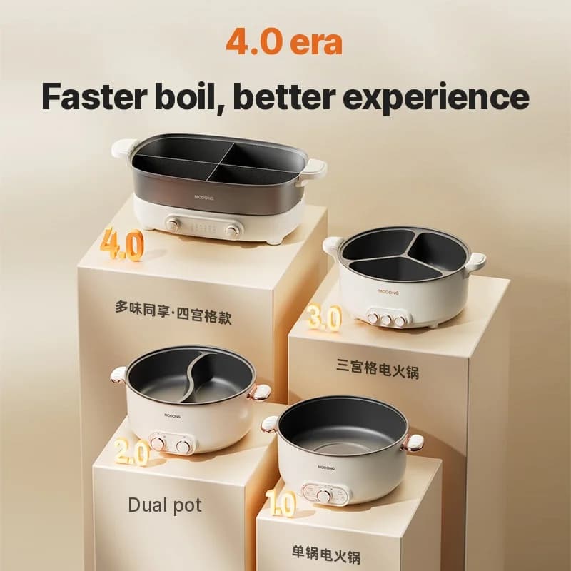 Olla eléctrica 7L con divisor o cuatro compartimentos, 220V, olla dividida