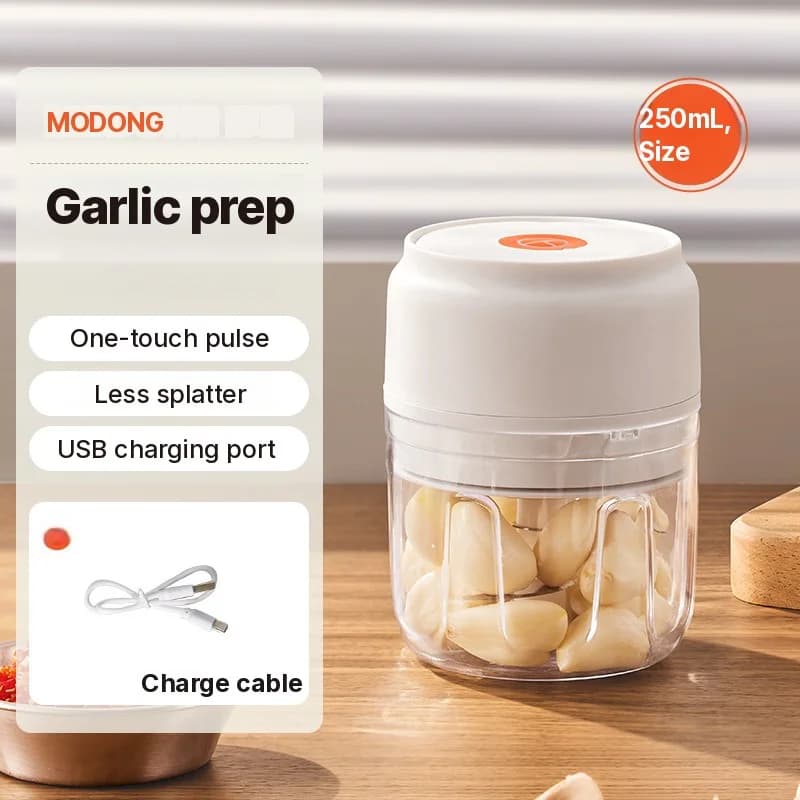 Picadora eléctrica portátil de ajo 250ml Molinillo de alimentos sin cable