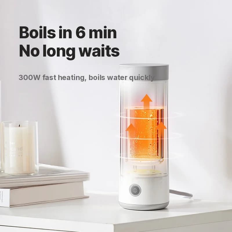 Vaso eléctrico portátil para calentar agua 304 acero inoxidable 300ml 220V