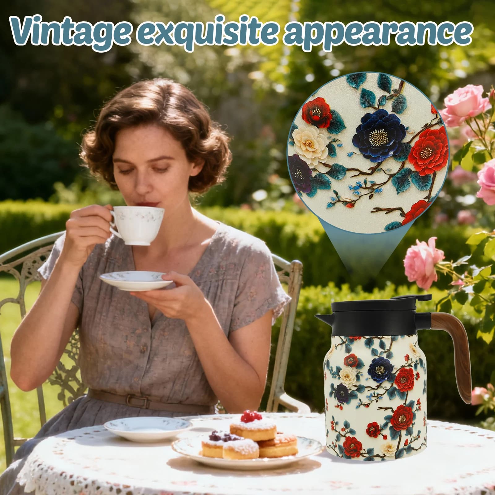 Juego de termo floral vintage para té