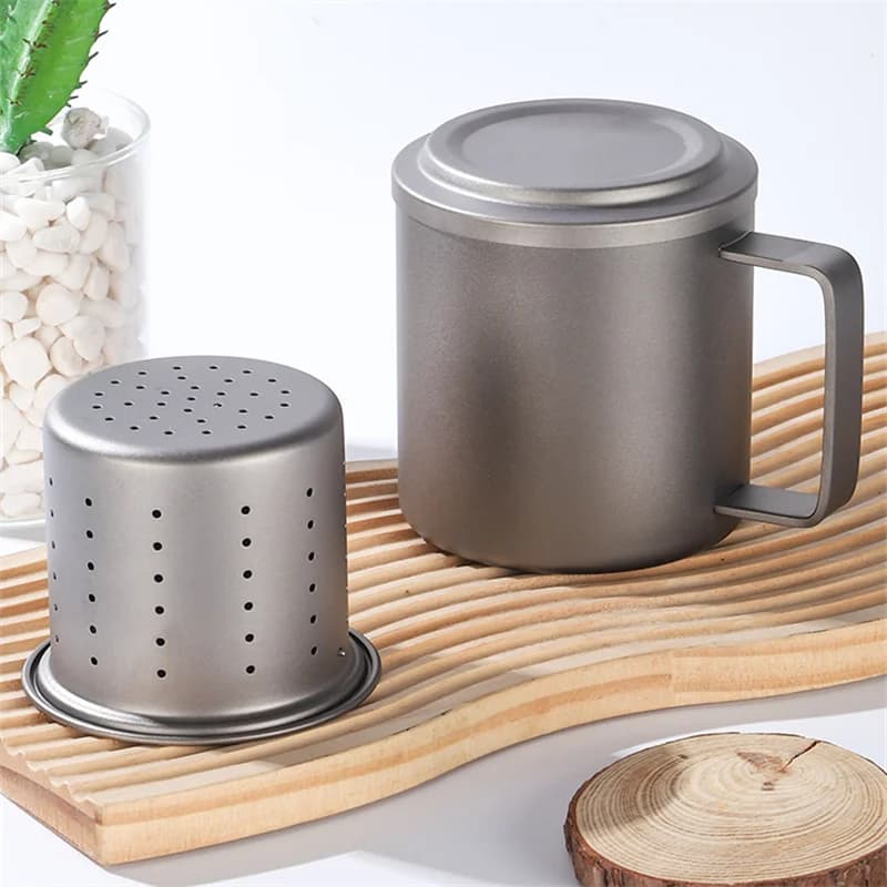 Taza infusora de té de titanio puro 450ml