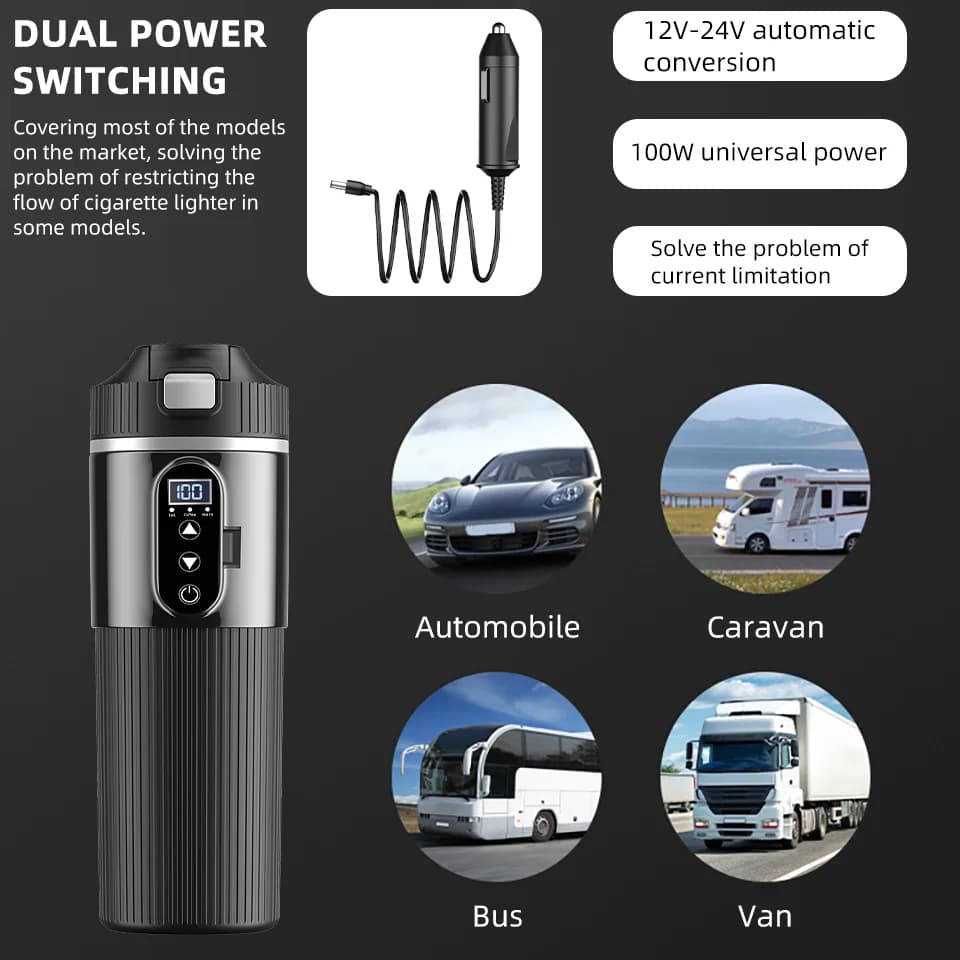 Vaso eléctrico calefactor de 500ml 12V/24V