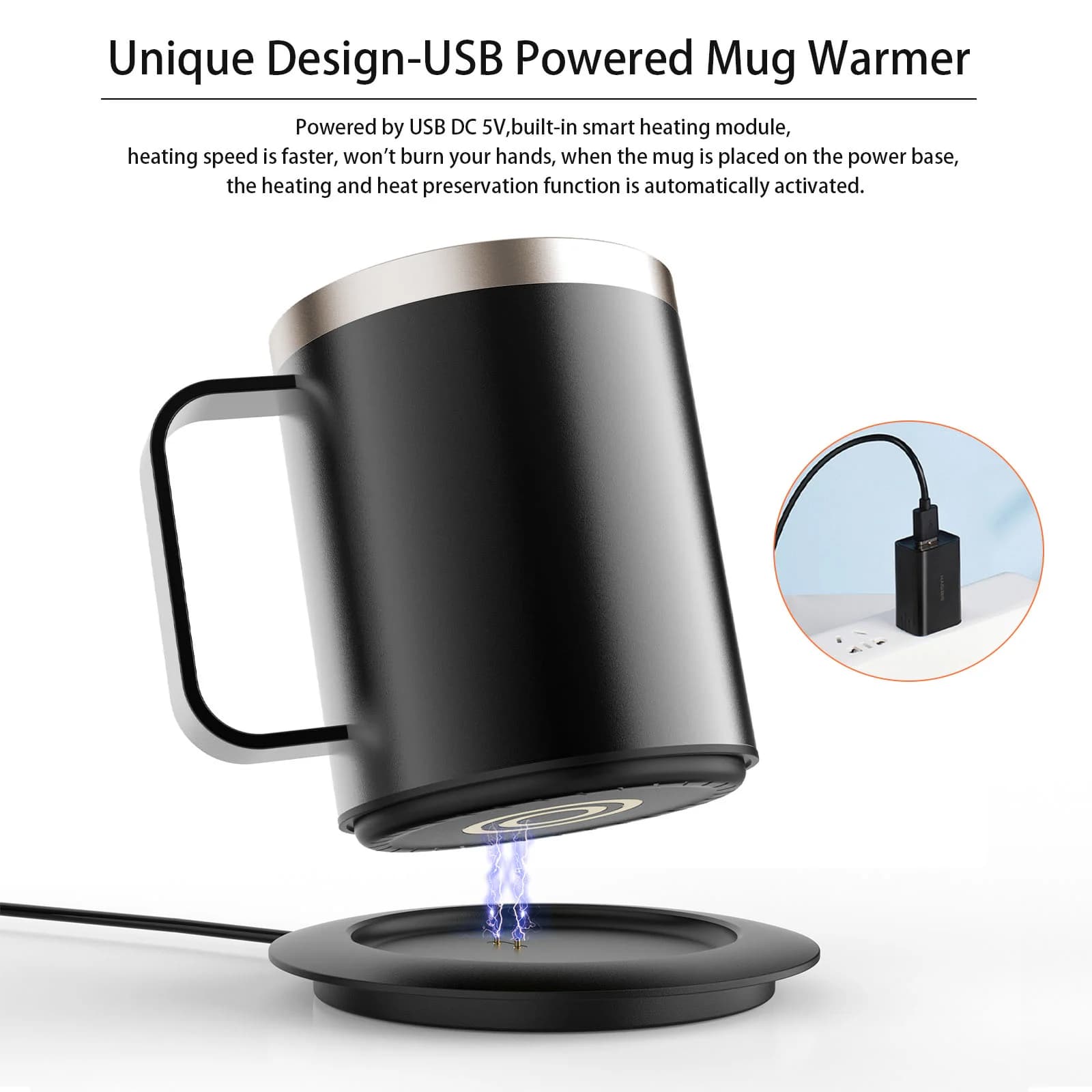 Taza de café calentada por USB de 12oz