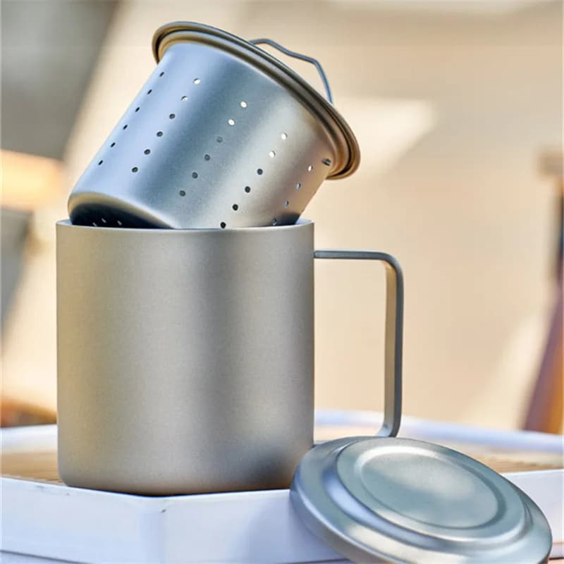 Taza infusora de té de titanio puro 450ml