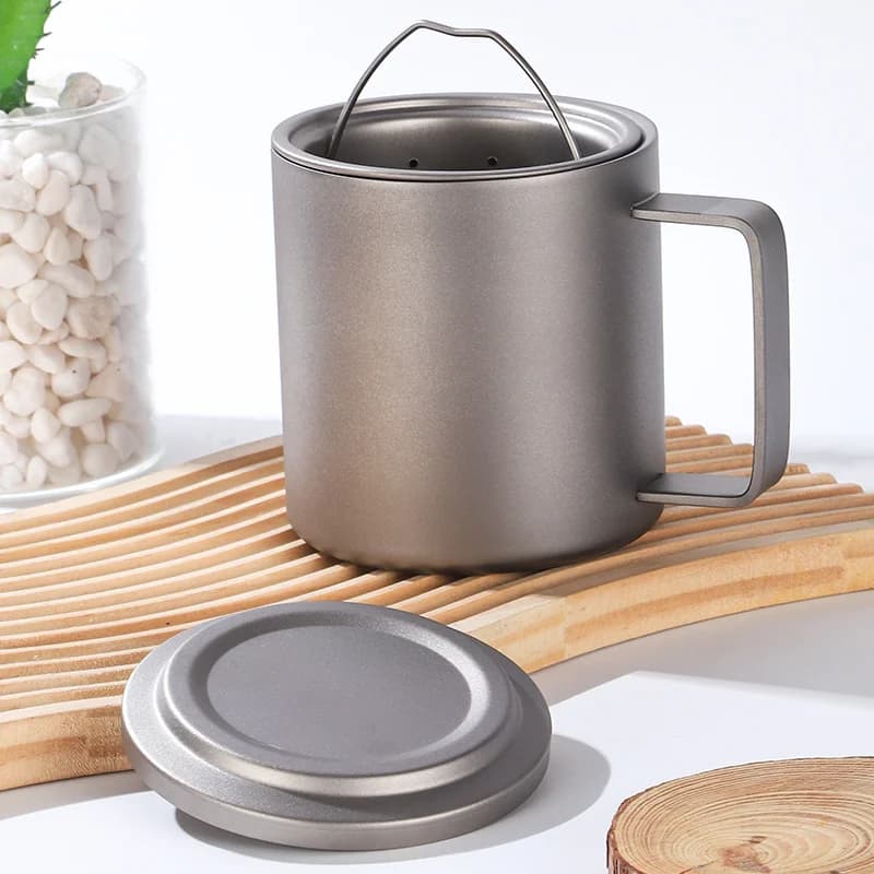 Taza infusora de té de titanio puro 450ml